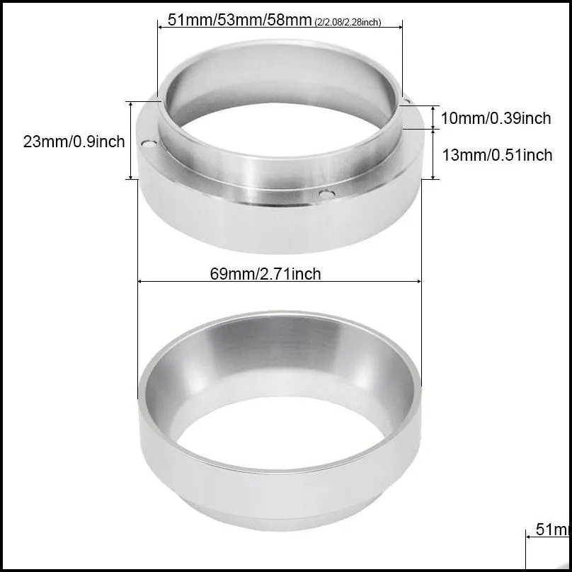 new aluminum dosing ring 58mm/53mm/51mm filter for brewing bowl coffee powder basket spoon tool tampers portafilter coff