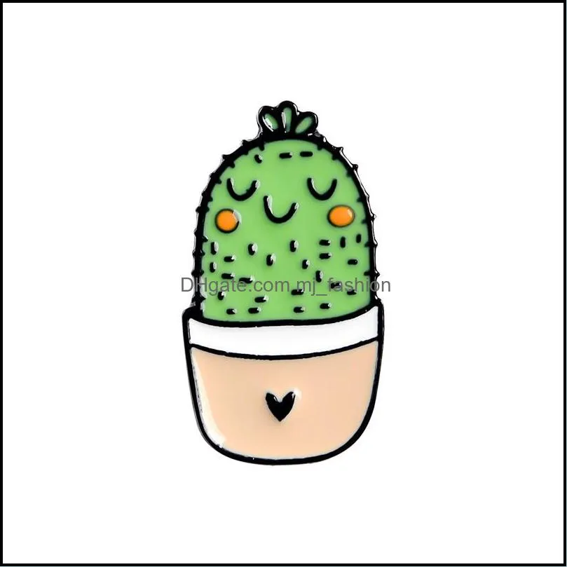 Kimter Cartoon Cactus Brooch Jewelry Cute Mini Plant Pot Enamel Women Fashion Denim Jackets Lapel Pins Hat Badges Kids Gift K17FA