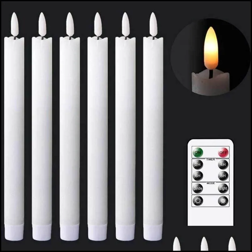 candles pack of 6 flickering light christmas led with remote control 10 inch long battery operated warm white decorative 220928
