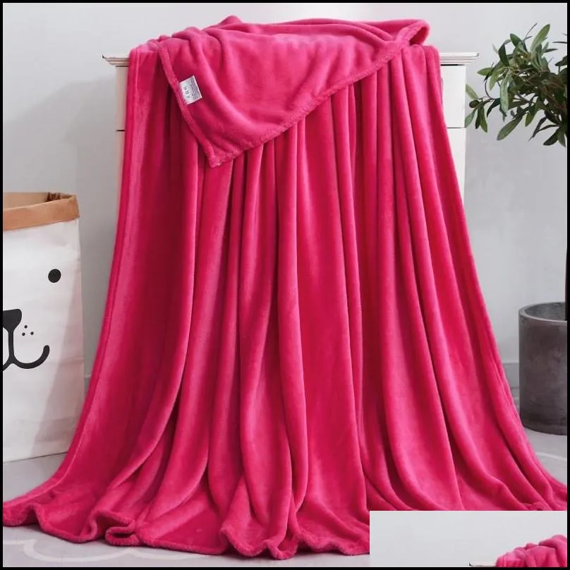 coral fleece blanket solid color flannel blanket winter warm soft bedroom throw blankets portable light weight quilt