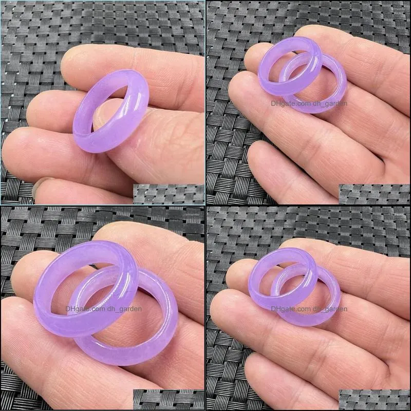 cluster rings natural chalcedony purple agate jade ring chinese jadeite amulet fashion charm jewelry hand carved crafts gifts women