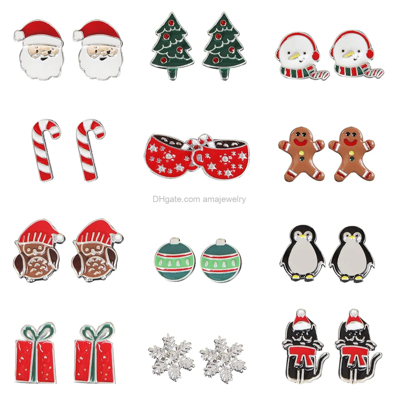 6/7/9/13/ christmas earrings for women holiday earrings bow knot snowflake jingle bell reindeer chrismtas earrings for girl cute xmas party gifts