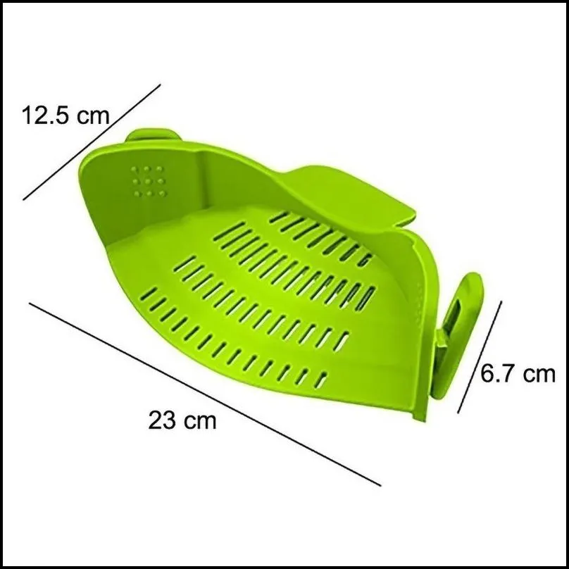 fruit vegetable tools silicone kitchen strainer clip pan drain rack bowl funnel rice pasta washing colander draining excess liquid univers