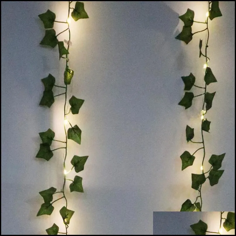 decorative flowers wreaths 12pcs artificial plants led ivy garland fake leaf vines room decor hanging for home wedding living decoration