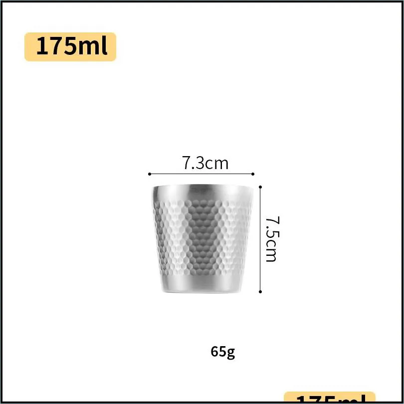 mugs doublewall 304 stainless steel hammer diamond texture coffee beer cup water prevents scalding 220928