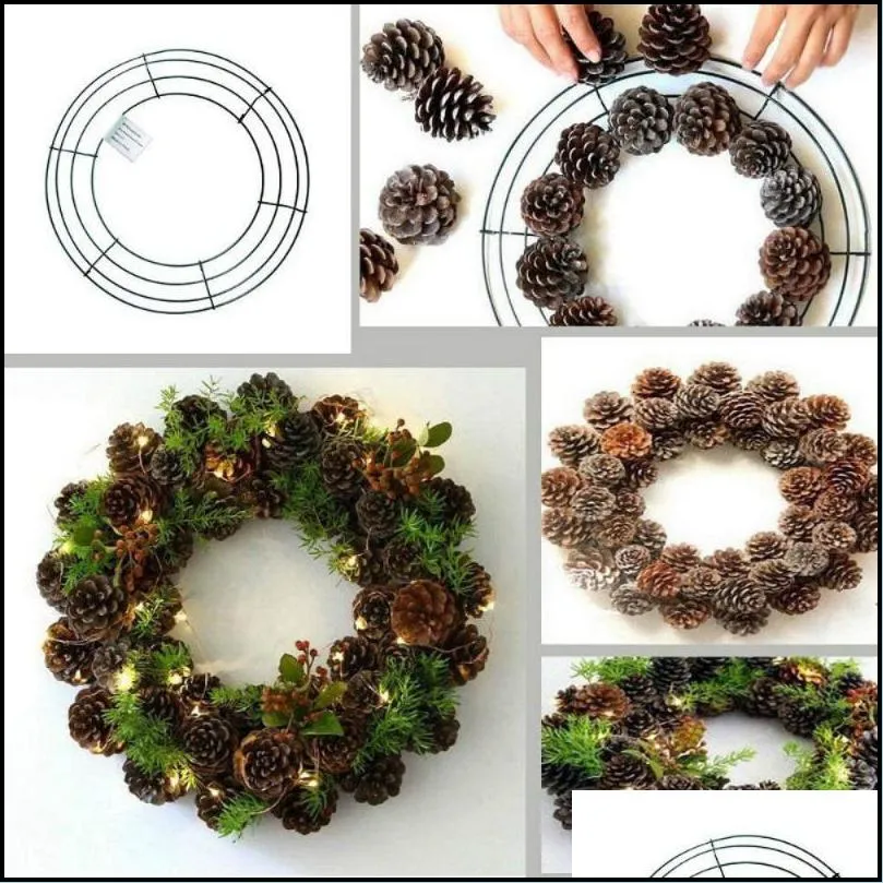decorative flowers wreaths 8/10/12/14inch floral metal wire wreath frame round heart shaped artificial flower christmas wedding