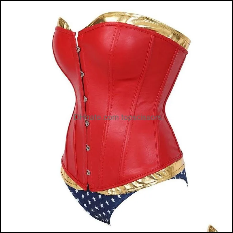 Women Sexy Faux Leather Overbust Corset Bustier Top Waist Cincher Body Shaper Corsets Bustiers Lingerie Plus Size Korsett 220524