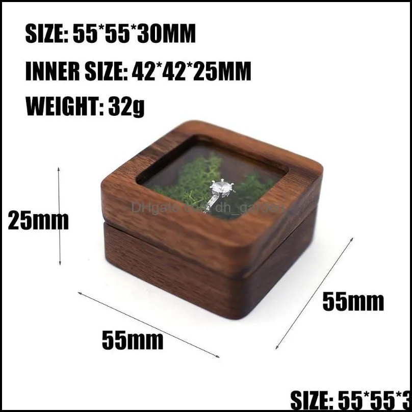 jewelry pouches bags square shaped wood ring box portable holder engagement for wedding ceremony brit22