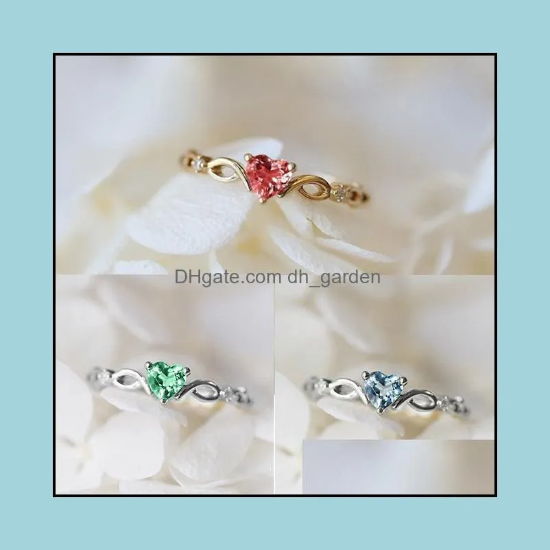 wedding rings love heart dainty ring for women unique simple multicolor zircon gold silver color gift fashion crystal jewelry