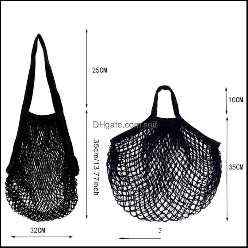 Natural Cotton Net Shopping Bag Multicolour 2 Type Reusable Strong Comfortable Hand Totes Bags Home Storage Back Package