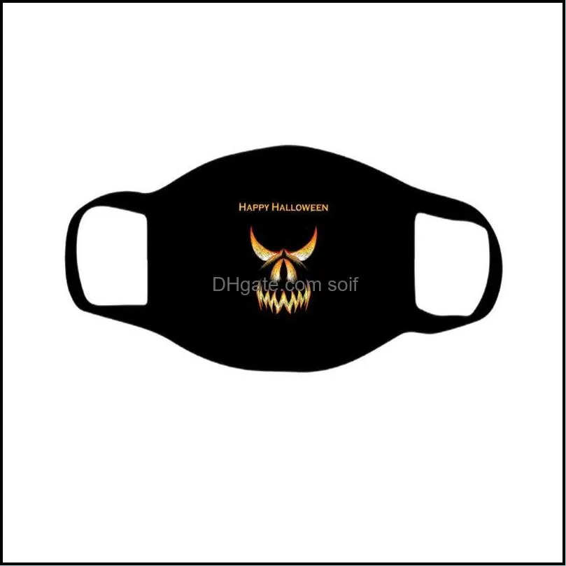 Scary Skull Happy Halloween Face Masks Black Elastic Mascarilla Cotton Fashion Reusable Custom Respirator Adults Kids Washable