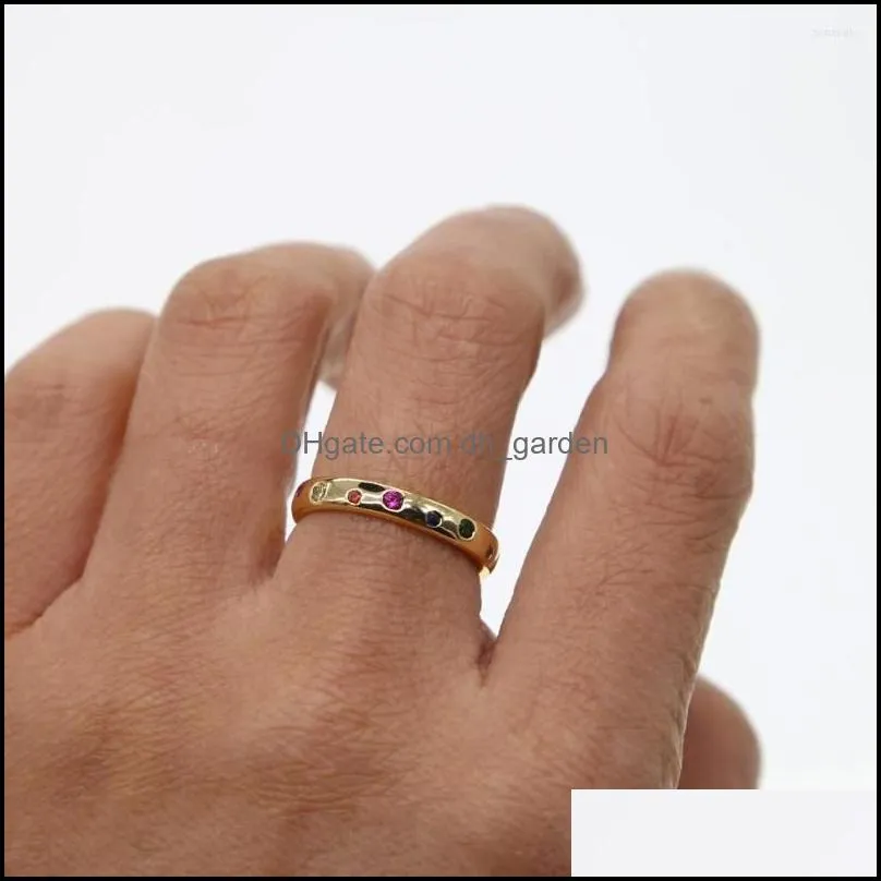 wedding rings christmas eternity ring fancy simple boho finger jewelry brand gold color bezels rainbow colorful cz cute gifts for