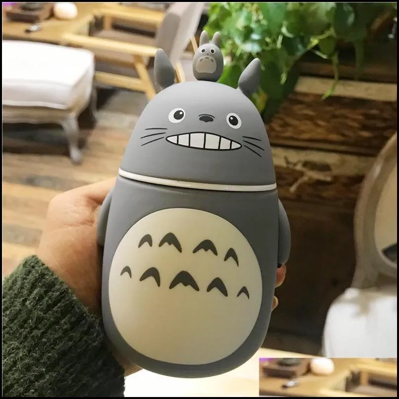 noverlty cute cartoon totoro portable thermos bottle creative anime termos cup and mug glass vacuum flasks bottle dropshipping 201109