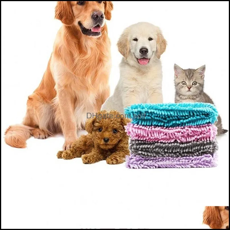 pet dog towel fast drying microfiber chenille puggy cat bath towels for pets clean up supplies super absorbent solid color 22hg e1