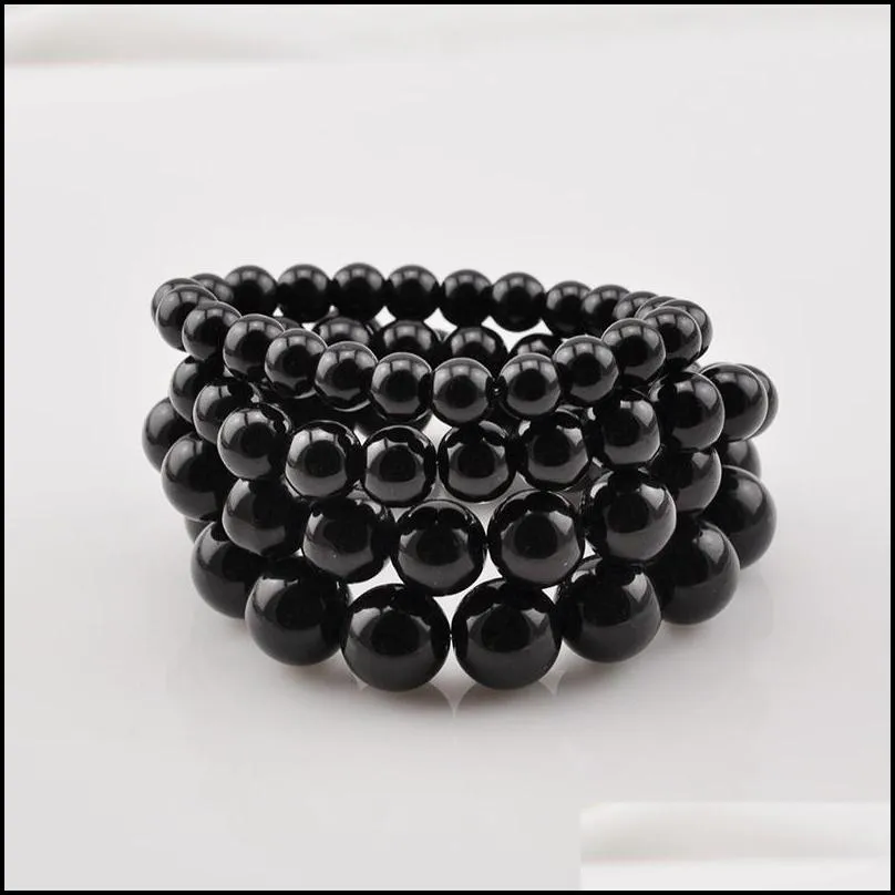 bangle natural lucky obsidian stone buddha beads bracelets couples exquisite fashion all-match elastic for men and womenbangle