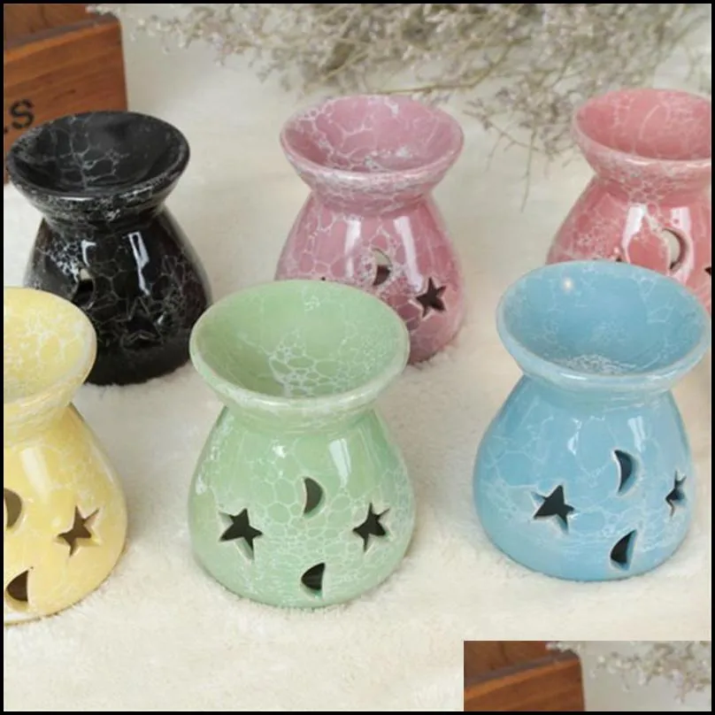 creative aromatherapy stove ceramic oil lamps hollow stars moon pattern essential oil fragrance candle incense burners by sea