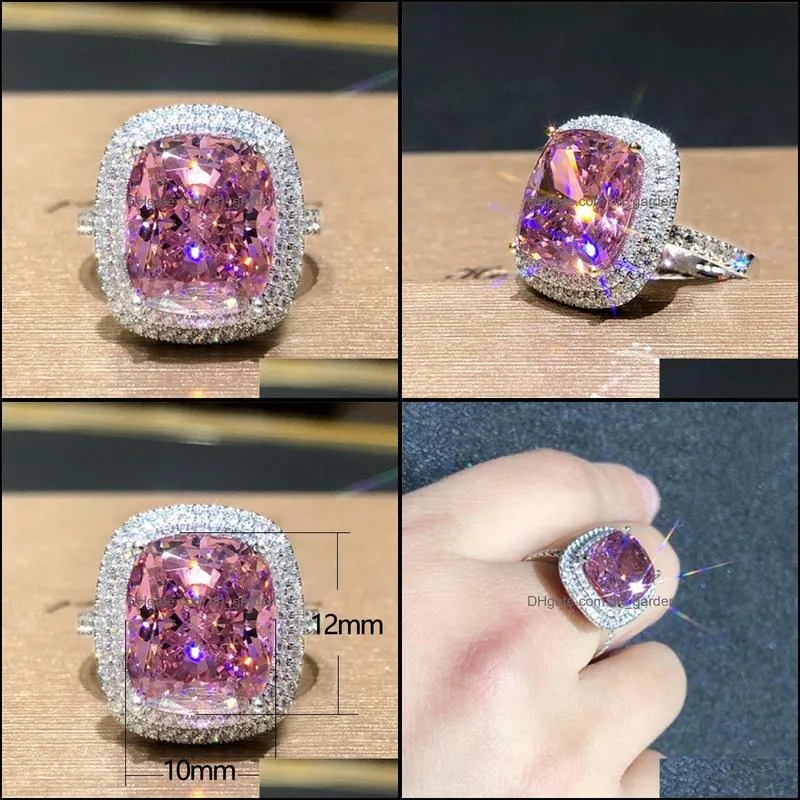 wedding rings personality big pink cubic zirconia for women romantic bridal marriage ceremony party fashion jewelrywedding brit22
