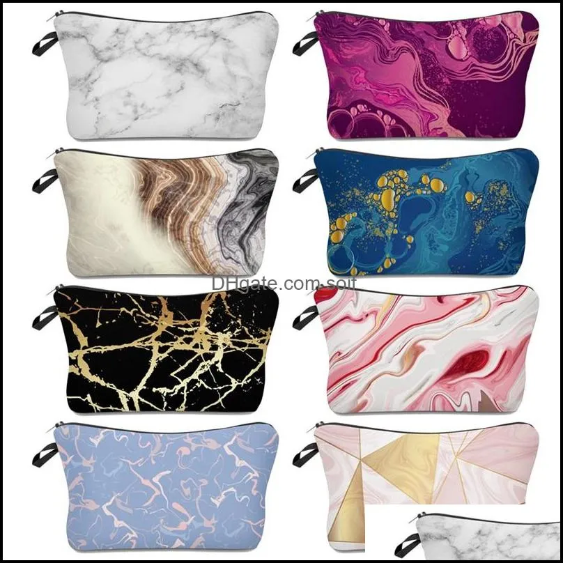 Marbling Sunflower Makeup Bag Multi Function Women Cute Mermaid Scale Wash Cosmetic Bags Dumplings Storage Pencil Pouch 5xs M2