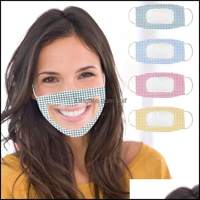 Transparent Printings Mask Deaf Mute Lip Language Respirators Adjust Reuseable Masks Dust Cover Fashion Colorful Three Layer 7hy E2
