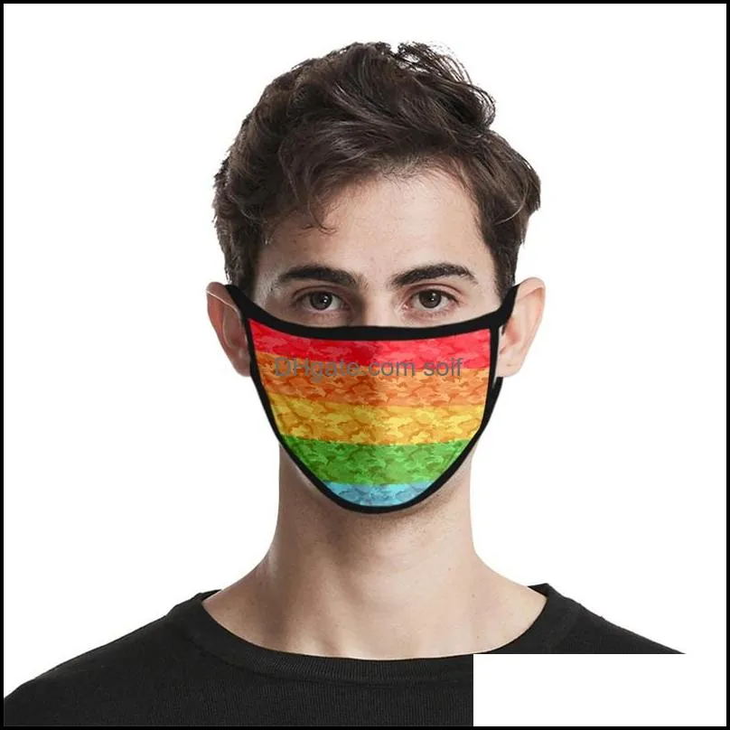 Sunscreen Respirator Dustproof Mascarilla Washable Face Masks Unisex Rainbow Color Festival Iced Silk Us Flag Hand Four Seasons 2 2fdd