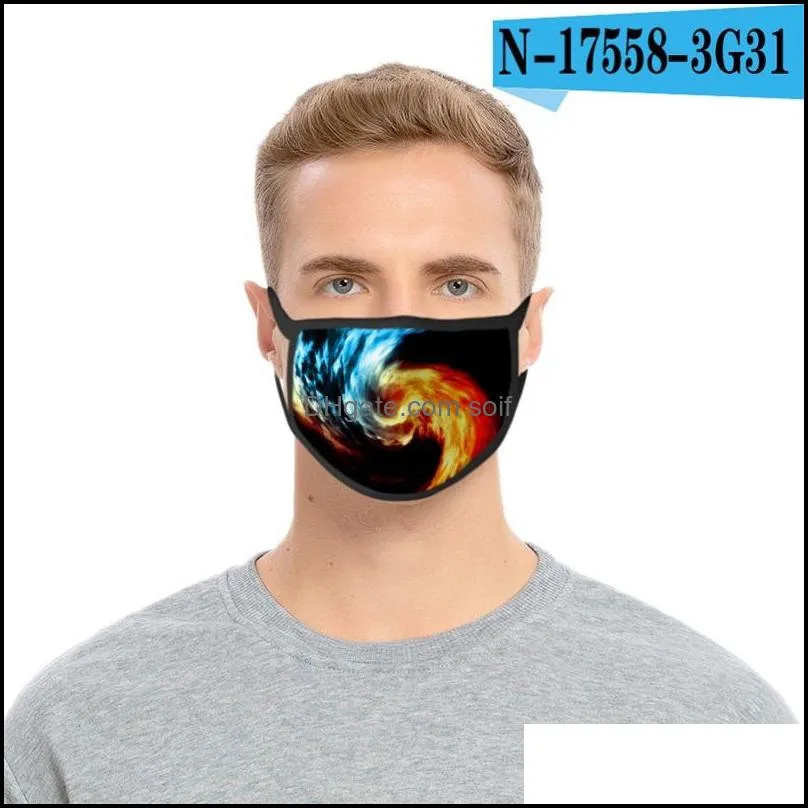 Washable Respirator Reusable Mascarilla Cotton Face Mouth Mask Hanging Ear Flame Printing New Pattern Unisex In Stock 2 2fdb D2