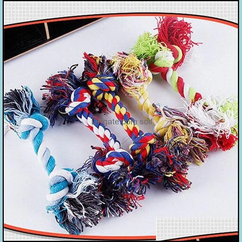 Pets DogS Cotton Chews Knot Toys Colorful Durable Braided Bone Rope 18CM Funny Dog Cat Toy M2