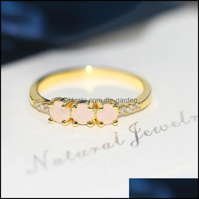 wedding rings double fair for women unique sweet multicolor candy stone light gold color finger ring gift fashion jewelry r876wedding