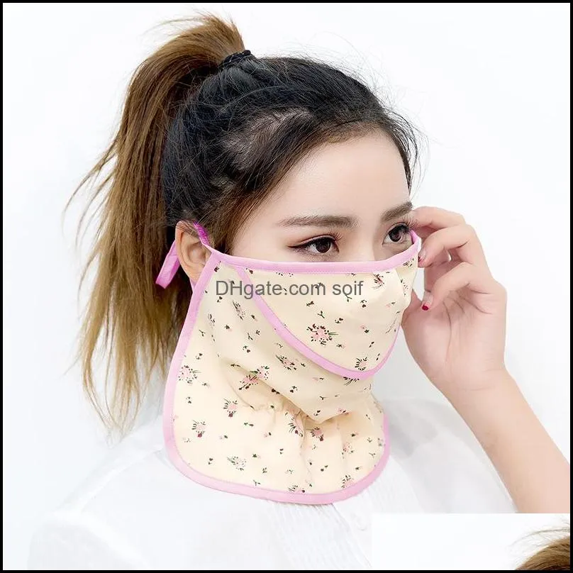 Fashion Designer Face Mask Ice Silk Multi Colours Flower Respirator Breathable Sun Proof Outdoor Sport Ride Mouth Masks