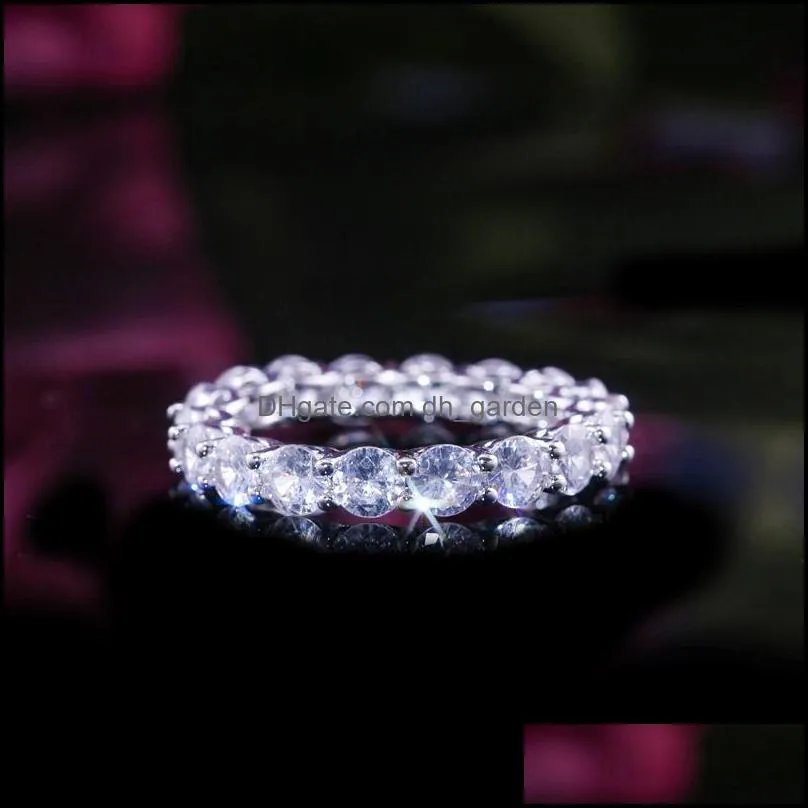 wedding rings hyperbole round finger ring band with full circle zircon stone dazzling women jewelry luxury proposal present