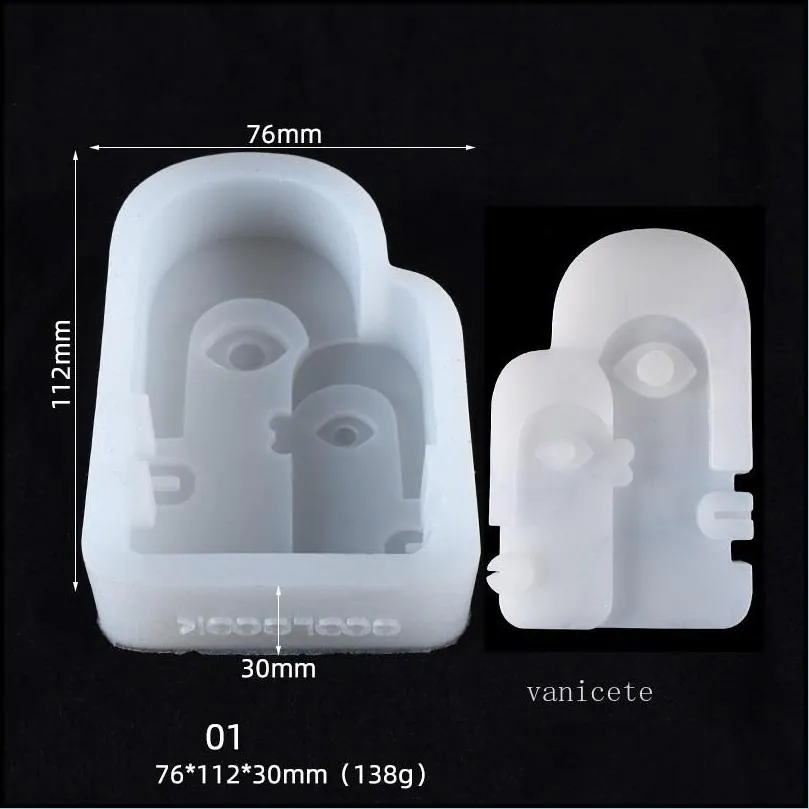 craft tools irregular abstract face diy manual candle mould aromatherapy gypsum manual silicone soap molds decoration resin mould9346