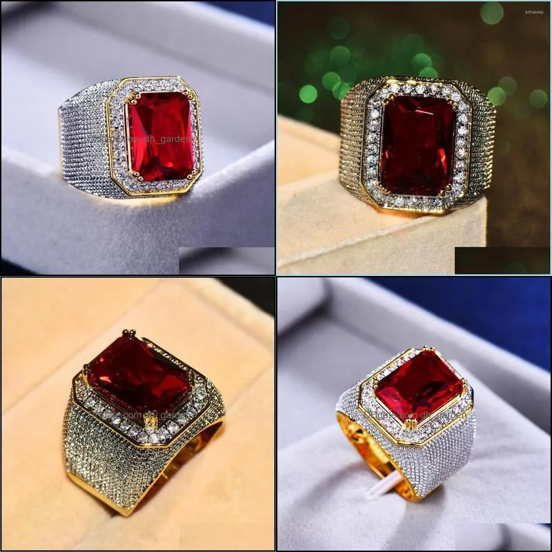 wedding rings gorgeous male female big red engagement ring cute yellow gold jewelry zircon stone vintage for men and womenwedding