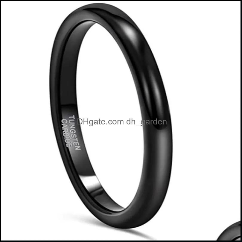 wedding rings 2mm 4mm 6mm 8mm width simple curved smooth flat edge lovers black tungsten steel ring brit22