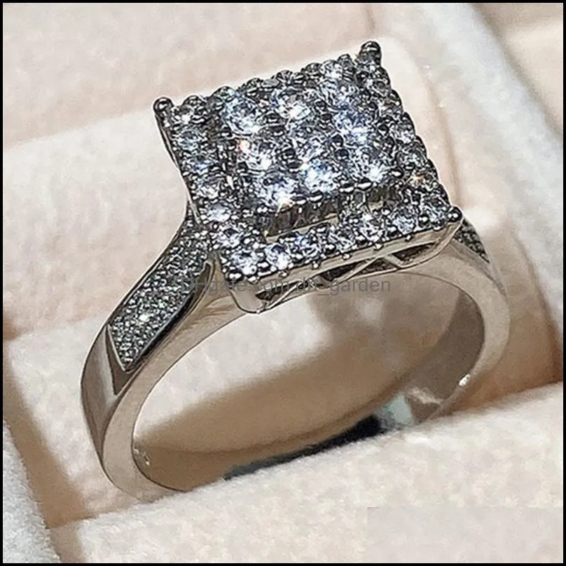 wedding rings fashion square design women ring for engagement bling cz stone luxury female finger accessories party jewelry