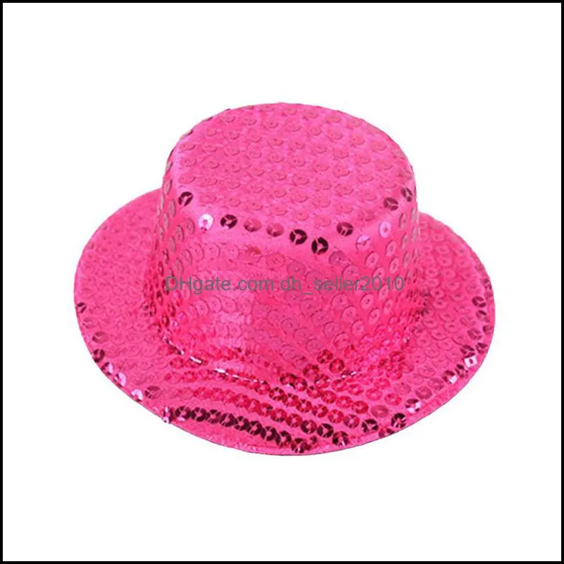 sequins stingy brim hats 13cm diy round top headwear caps bar dancing party womens mens colorful