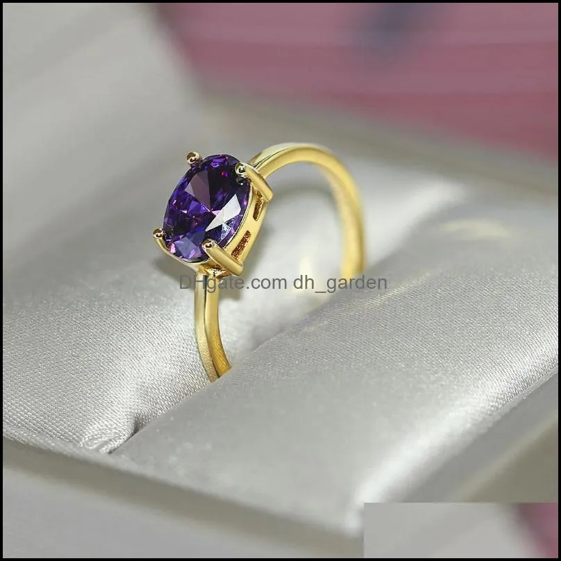 wedding rings ring for women simple classic oval candy stone zircon light gold color engagement gift fashion jewelry r865wedding