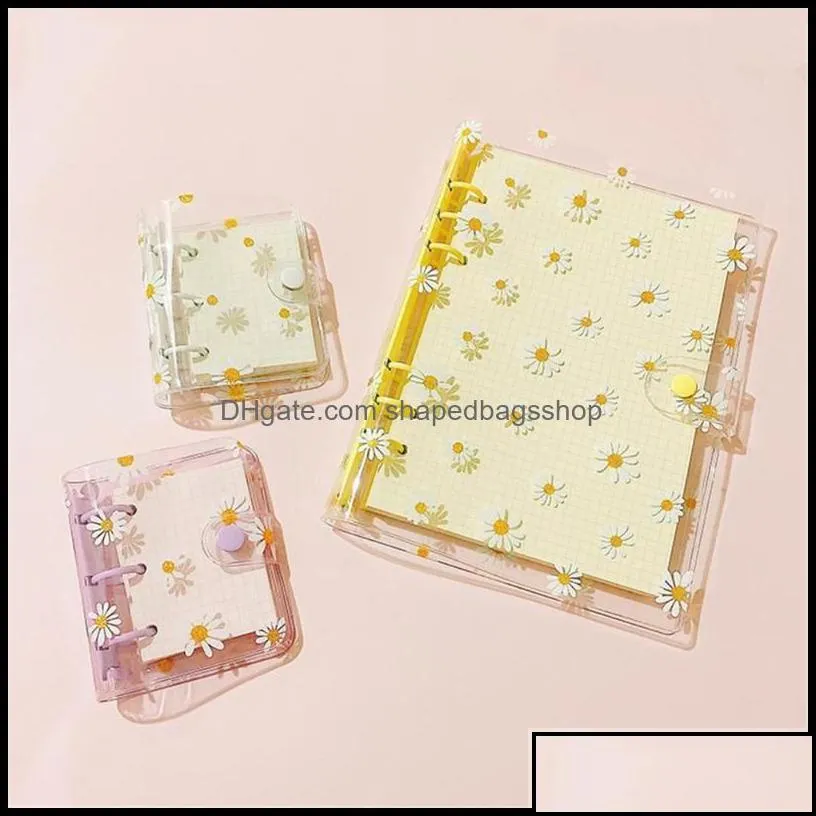 notepads notepads a5/a6 daisy looseleaf notebook 3 hole pvc transparent binder korea stationery handbook journal fema shapedbagsshop