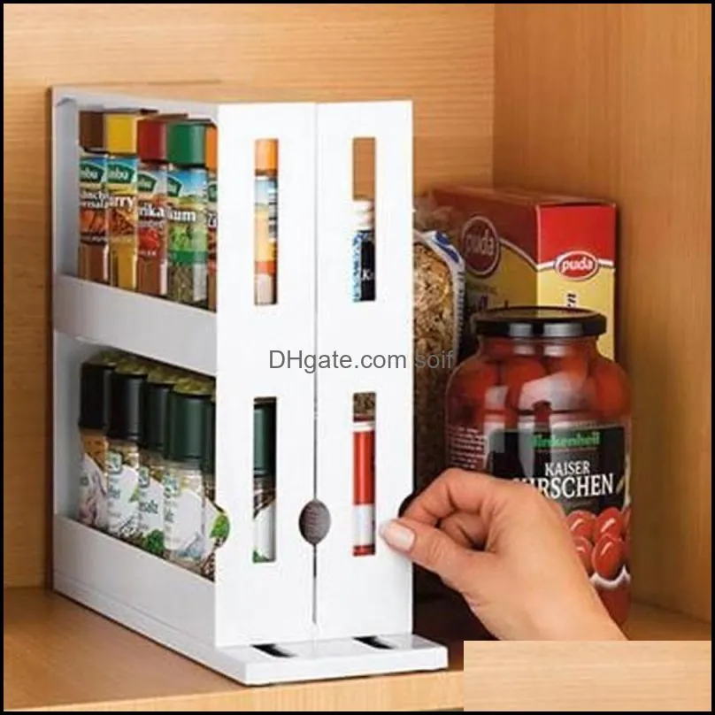 Spice Organizer Rack Multi-Function Rotating Storage Shelf Slide Kitchen Cabinet Cupboard Organizer Kitchen Storage cabinet1 Rack 4 V2