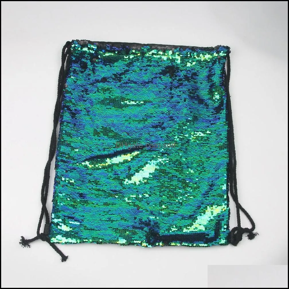 Lady Bundle Pocket Fashion Blingbling Mermaid Sequin Sports Both Shoulders Bag Outdoor Travel Storage Backpacks Multi Colors 22lj C R
