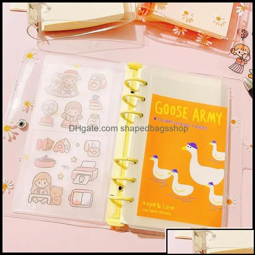 notepads notepads a5/a6 daisy looseleaf notebook 3 hole pvc transparent binder korea stationery handbook journal fema shapedbagsshop