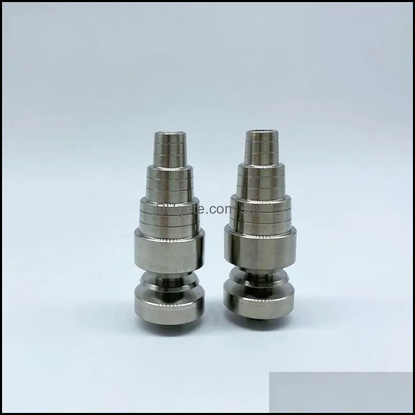 Universal Domeless 6 in 1 Titanium Nails 10mm 14mm 18mm Joint Male and Female GR2 Domeless Nail Glass Bongs Water Pipes Dab Rigs 2712