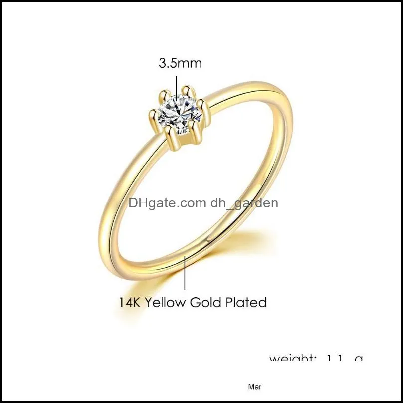 wedding rings bride for women mini cute yellow gold color zircon engagement thin ring jewellry wholesale jewelry r112wedding brit22