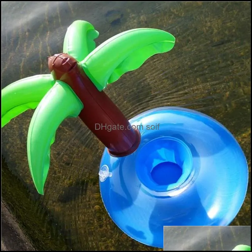 Mini Inflatable Coaster Coconut Tree Crab Swan Cup Holder Fun Beach Party Swimming Pool Float Toy Home Decor Supplies