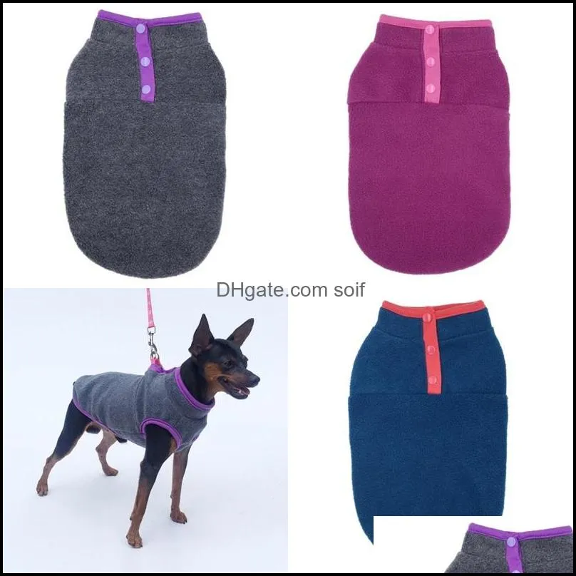 dog pullover sweaters sleeveless crew neck tactic pet snap button vest easy wear poodle clothes winter thickening 6 7ly g2