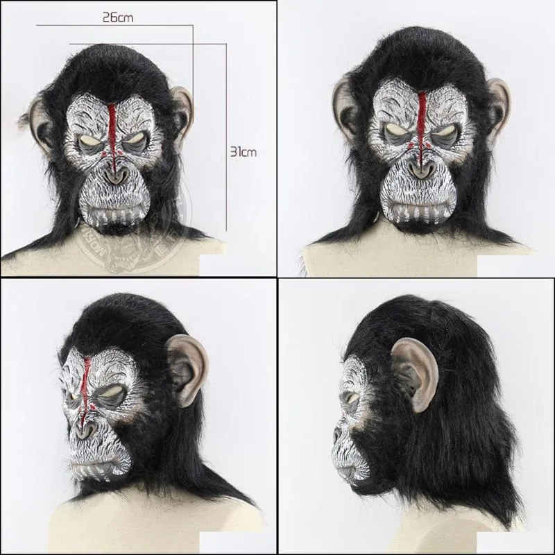 planet of the apes halloween cosplay gorilla masquerade mask monkey king costumes caps realistic monkey mask y200103