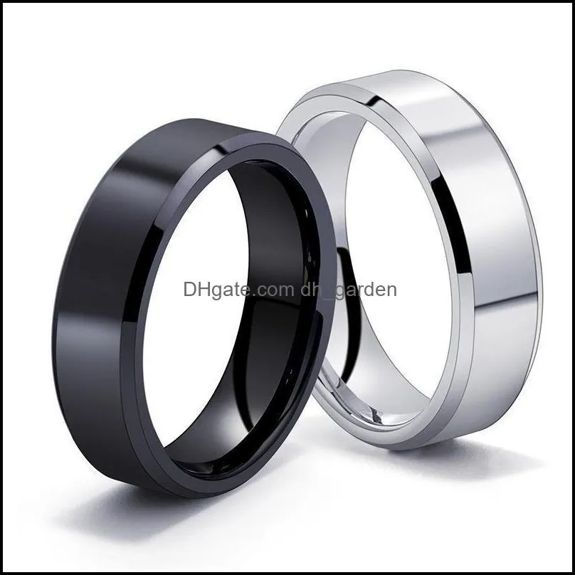 wedding rings korean version of simple bright curved bevel black silver 6mm wide couple tungsten steel ring brit22