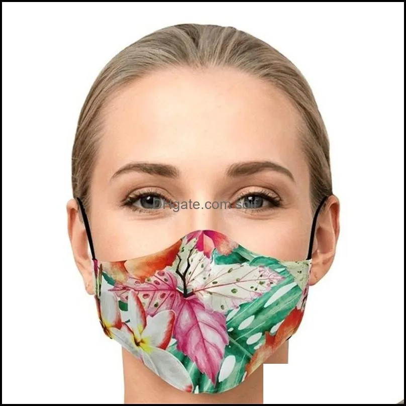 Adjustable Breathables Mouth Mask Printing Washable Mascarilla Easy To Carry Flower Respirators Adult Dustproof