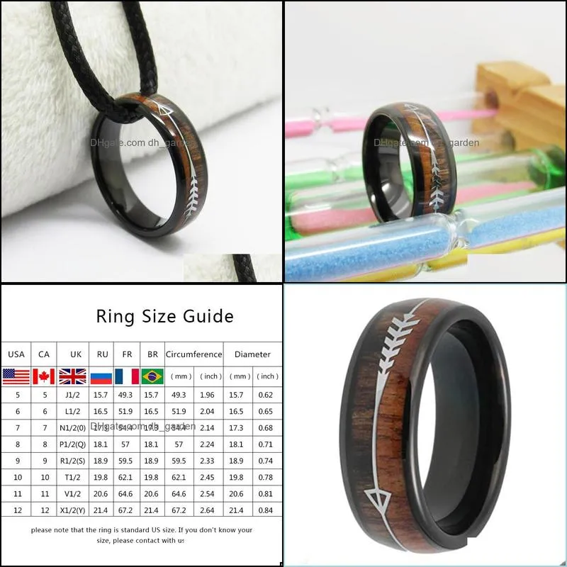 wedding rings 6mm/8mm width black tungsten engagement set inlay two woods and arrow dome edge for gift size 613 can engravewedding