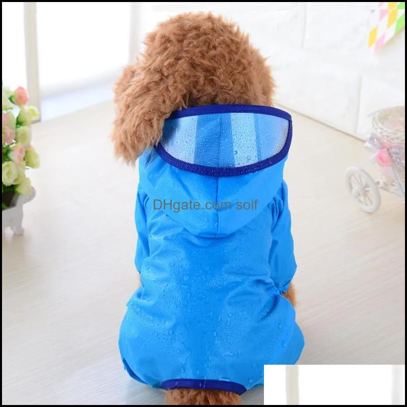 nylon waterproof dog clothes raincoat small medium sized dogs hat hoodies ponchos pet accessories raincoats easy clean 17 5sl f2