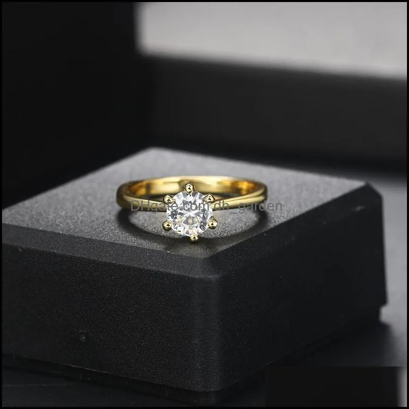 wedding rings classic 1 carat crystal ring for women diamond gold engagement anniversary proposal marriage jewelry wholesale r174wedding