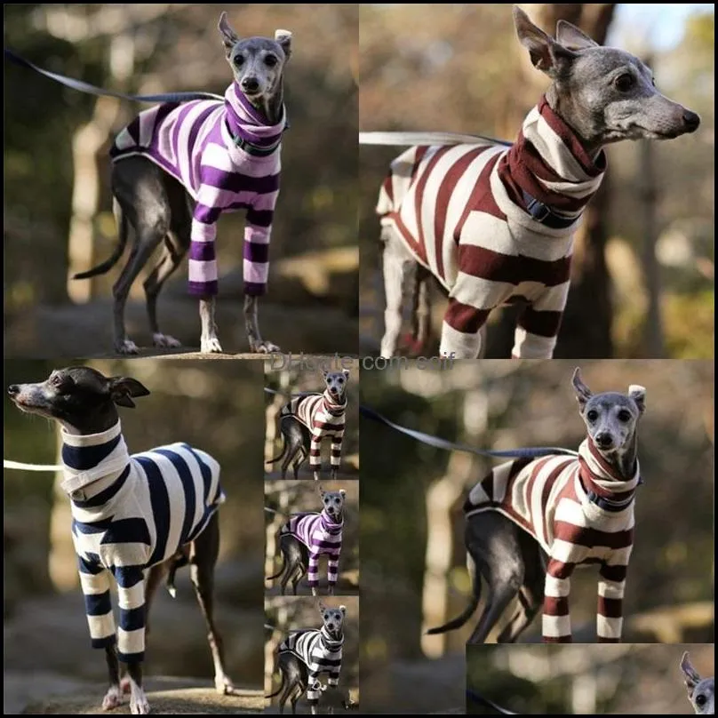 dogs stripe coats high collar two long sleeves winter keep warm coat pet dog accessories clothes fashion 23bya f2